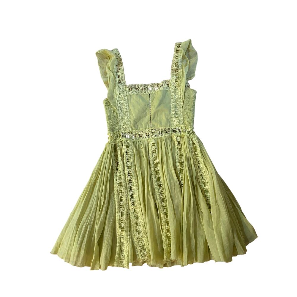Free People FP One Verona Mini Dress SZM Lace Square Neck Romantic Yellow - Picture 7 of 10